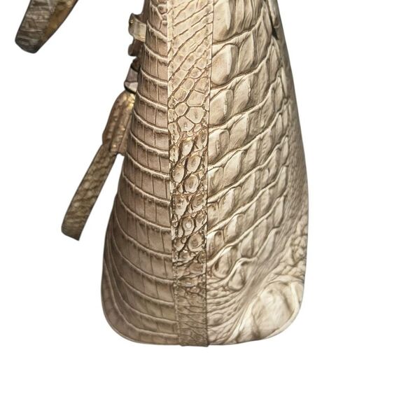 BRAHMIN ivory croc embossed leather Asher Melbourne medium shoulder bag purse - Picture 5 of 13
